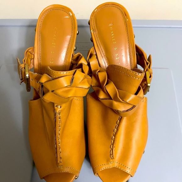 Charles & Keith platform mule-style sandal, used, braided detail - Picture 1 of 8